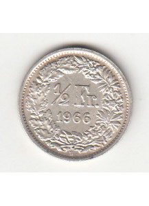 1966 - 1/2 Franc Argento Svizzera Standing Helvetia SPL++